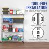 imageSafeRacks  NSF Certified Storage Shelves Zinc Heavy Duty Steel Wire Unit with Wheels and Adjustable Feet Garage or Bakers Rack Kitchen Pantry Shelf  18quotx48quotx72quot 4Tier SilverSilver