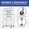 imageSafeRacks  NSF Certified Storage Shelves Zinc Heavy Duty Steel Wire Unit with Wheels and Adjustable Feet Garage or Bakers Rack Kitchen Pantry Shelf  18quotx48quotx72quot 4Tier SilverSilver