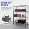 imageSafeRacks  NSF Certified Storage Shelves Zinc Heavy Duty Steel Wire Unit with Wheels and Adjustable Feet Garage or Bakers Rack Kitchen Pantry Shelf  18quotx48quotx72quot 4Tier SilverBlack