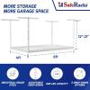 imageSafeRacks 4x6 Overhead Garage Storage Rack  Height Adjustable Steel Overhead Storage Rack  500 Pound Weight Capacity White 18quot33quot1833
