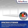 imageSafeRacks 4x6 Overhead Garage Storage Rack  Height Adjustable Steel Overhead Storage Rack  500 Pound Weight Capacity White 18quot33quot1833