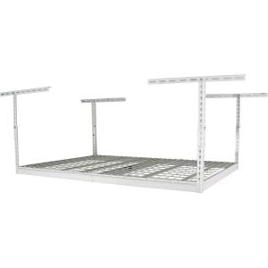 imageSafeRacks 4x6 Overhead Garage Storage Rack  Height Adjustable Steel Overhead Storage Rack  500 Pound Weight Capacity White 18quot33quot1221