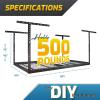 imageSafeRacks  3x8 Overhead Garage Storage Rack  Height Adjustable Steel Overhead Storage Rack  500 Pound Weight Capacity White 24quot45quotHammertone Grey