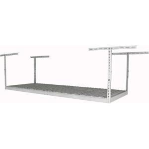 imageSafeRacks  3x8 Overhead Garage Storage Rack  Height Adjustable Steel Overhead Storage Rack  500 Pound Weight Capacity White 24quot45quotWhite