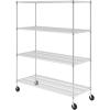 imageSafeRacks  NSF Certified Storage Shelves Zinc Heavy Duty Steel Wire Unit with Wheels and Adjustable Feet Garage or Bakers Rack Kitchen Pantry Shelf  18quotx60quotx72quot 4Tier SilverSilver