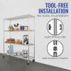 imageSafeRacks  NSF Certified Storage Shelves Zinc Heavy Duty Steel Wire Unit with Wheels and Adjustable Feet Garage or Bakers Rack Kitchen Pantry Shelf  18quotx60quotx72quot 4Tier SilverSilver
