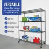 imageSafeRacks  NSF Certified Storage Shelves Zinc Heavy Duty Steel Wire Unit with Wheels and Adjustable Feet Garage or Bakers Rack Kitchen Pantry Shelf  18quotx60quotx72quot 4Tier SilverBlack