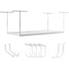 imageSafeRacks Overhead Garage Storage Rack Heavy Duty Racks for Garage w 600 lb Capacity Easy Garage Storage Adjustable Storage Rack Ceiling Mount Storage for Garage 4x8 White 24quot45quot 2 PackWhite