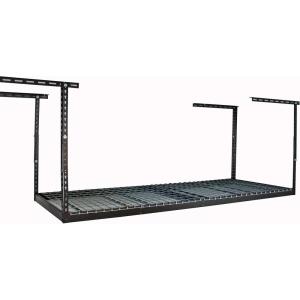 imageSafeRacks 3x8 Overhead Garage Storage Rack  500 Pound Weight Capacity Height Adjustable Steel CeilingMounted Rack with Accessories Hammertone 24quot45quotHammertone Grey