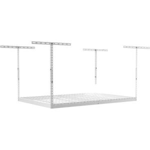 imageSafeRacks 4x6 Overhead Garage Storage Rack Heavy Duty Steel Ceiling Mount Storage Shelves with 500 lb Capacity Adjustable Garage Overhead Storage Shelving Ceiling Racks White 24quot45quot 2 Pack