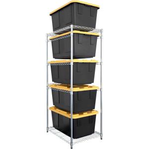 imageSafeRacks 5Tier Steel Tote Rack WSBR27  Maximize Space Declutter NSF Certified Bin Storage for Garage Pantry Kitchen 31quot x 23quot x 68quot Silver 1 PackSilver