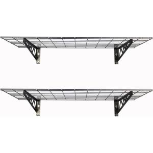 imageSafeRacks Garage Wall Shelves  2Pack 18quotx36quot Mountable Shelving Units for The Garage Pantry or Utility Closet Heavy Duty Steel Shelf with Bike Accessory Hooks 500lb Capacity Color HammertoneHammertone