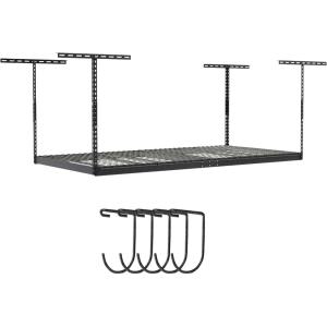imageSafeRacks 4x8 Overhead Garage Storage Rack Heavy Duty  White 18quot33quot  Holds 600 lbHammertone