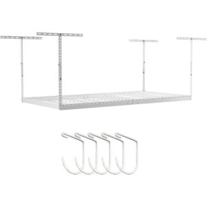 imageSafeRacks 4x8 Overhead Garage Storage Rack Heavy Duty  White 18quot33quot  Holds 600 lbWhite