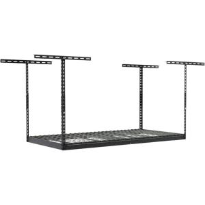 imageSafeRacks 2x8 Overhead Garage Storage Rack  400 Pound Weight Capacity Height Adjustable Steel CeilingMounted Rack with Accessories Hammertone 24quot45quotHammertone Grey