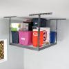 imageSafeRacks Overhead Garage Storage Rack  Heavy Duty Racks for Garage with 250 lb Capacity Easy Garage Shelving Adjustable Storage Rack Ceiling Mount Storage Shelves 4x4 White 2445Hammertone