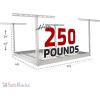 imageSafeRacks Overhead Garage Storage Rack  Heavy Duty Racks for Garage with 250 lb Capacity Easy Garage Shelving Adjustable Storage Rack Ceiling Mount Storage Shelves 4x4 White 2445White