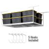 imageSafeRacks Overhead Garage Storage Rack Heavy Duty Racks for Garage w 600 lb Capacity Easy Garage Storage Adjustable Storage Rack Ceiling Mount Storage for Garage 4x8 White 2445 2 PackWhite