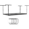 imageSafeRacks Overhead Storage Rack Heavy Duty 600 lb Capacity Adjustable Garage Ceiling Mount Hammertone 2445 2 PackHammertone