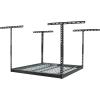 imageSafeRacks Overhead Garage Storage Rack  Heavy Duty Racks for Garage with 250 lb Capacity Easy Garage Shelving Adjustable Storage Rack Ceiling Mount Storage Shelves 4x4 White 2445Hammertone