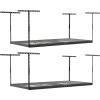 imageSafeRacks Overhead Storage Rack Heavy Duty 600 lb Capacity Adjustable Garage Ceiling Mount Hammertone 2445 2 PackHammertone