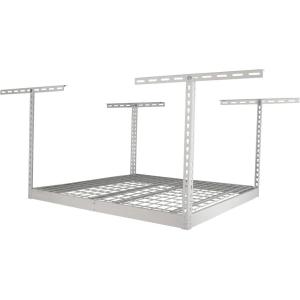 imageSafeRacks Overhead Garage Storage Rack  Heavy Duty Racks for Garage with 250 lb Capacity Easy Garage Shelving Adjustable Storage Rack Ceiling Mount Storage Shelves 4x4 White 2445White